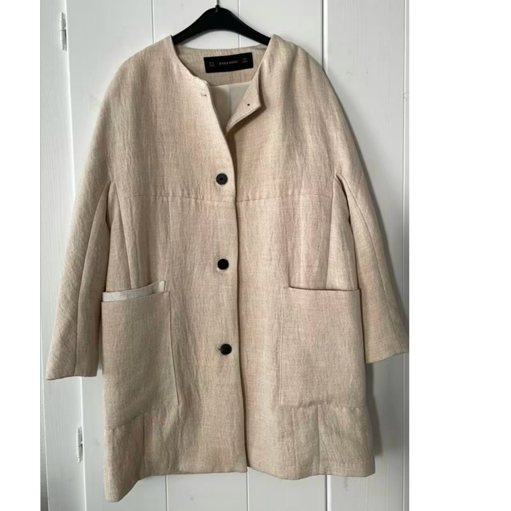 Zara linen blend button front mini dress
